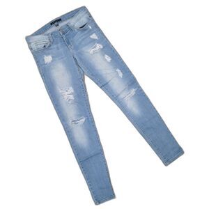 Flying Monkey Platinum Distressed Light Toothpick Skinny Jeans Size 27